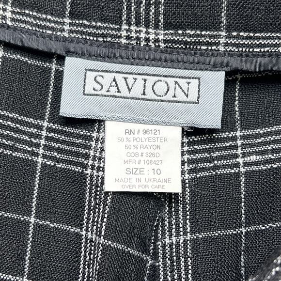 Savion Vintage High Rise Plaid Shorts Black White Wide Leg Women's 10 Preppy 90s - Picture 6 of 8